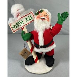 Annalee Santa North Pole Sign Doll 5482 Christmas Vintage Poseable‎